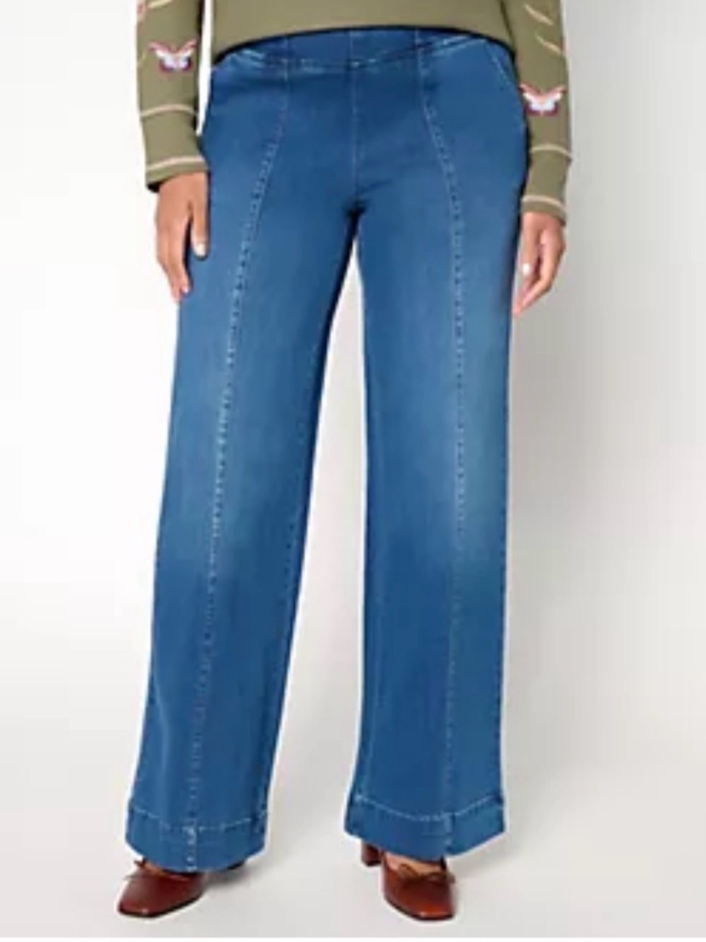Belle by Kim Gravel Reg TripleLuxe Front Seam Jeans Blue Size 10P EUC